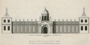 The prospect of Montague House to the street, London