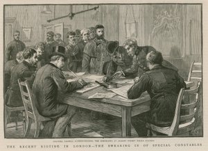 The Recent Rioting in London: The Swearing in of Special Constables by English School