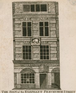 The sign of the Elephant, Fenchurch Street, London by English School