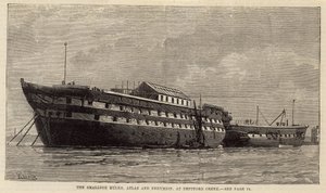 The Smallpox Hulks, Atlas and Endymion, at Deptford Creek by English School