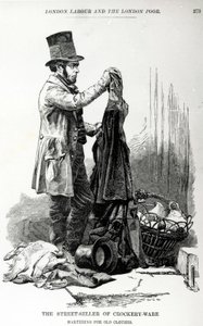 The Street-Seller of Crockery-Ware Bartering for Old Clothes, c.1840 by English School