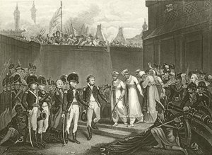 The Surrender of Two Sons of Tippoo Sultan by English School