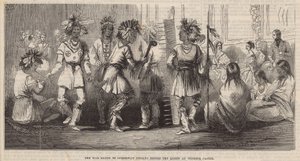 The war dance of the Ojibbeway Indians before the Queen at Windsor Castle by English School