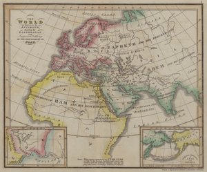 The World as Known to the Ancients Showing the Dispersion and Supposed Settling of the Descendants of Noah by English School