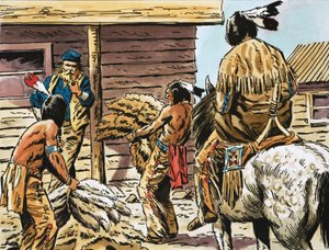 They Captured the West. Indian Skin Traders by English School
