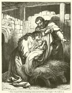 They wrapped Him in swaddling clothes and laid Him in a manger, St Luke, ii, 7 by English School