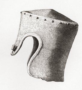 Thirteenth Century Cylindrical Flat-topped Helmet with Nasal by English School