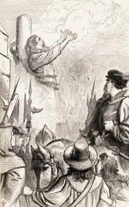 Thomas Hawkes burned at the stake during the Marian Persecutions, c.1865 by English School