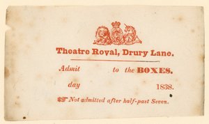 Ticket for Drury Lane Theatre, London by English School