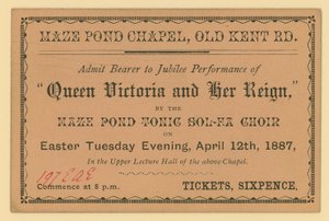 Ticket for a performance of Queen Victoria and Her Reign