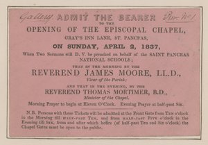 Ticket to the Opening of the Episcopal Chapel
