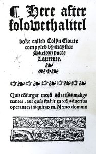 Title Page for Colin Cloute by John Skelton, published c.1550 by English School