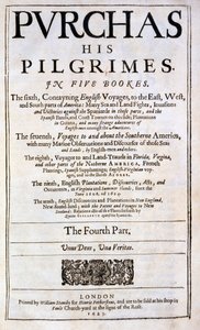 Title page of Purchas his Pilgrimes by Samuel Purchas, published 1625 by English School