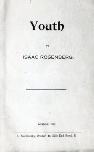 Title page to Youth, a collection of poems by Isaac Rosenberg, first edition 1915