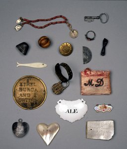 Tokens given by mothers to their children on leaving them at the Foundling Hospital by English School
