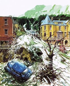 Torrent of Terror at Lynmouth, Devon, August 1952