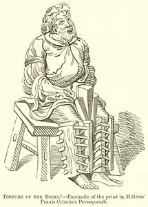 Torture of the Boots (Facsimile of the Print in Millaeus Praxis Criminis Persequendi) by English School