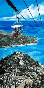 Tourists using the cable car in the Virgin Islands by English School