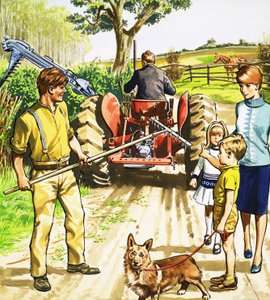 Tractor Driver and Mower by English School