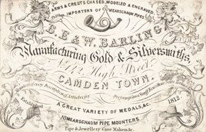 Trade Card, B E & W Barling