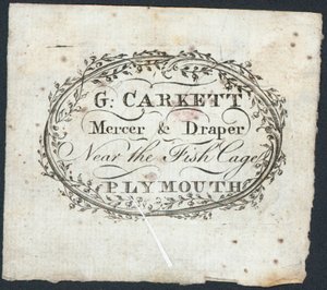 Trade card, G Carkett by English School