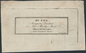 Trade Card, Mr Fox by English School