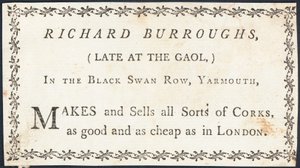 Trade Card, Richard Burroughs by English School