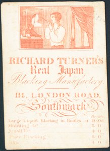 Trade Card, Richard Turners Real Japan Blacking Manufactory