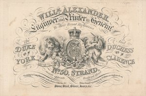 Trade Card, William Alexander by English School