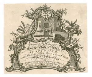 Trade Card for Thomas Harper, Copper Plate Printer and Stationer by English School