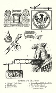 Trade Signs: Barbers and Chemists by English School