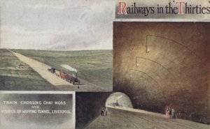 Train crossing Chat Moss and Interior of Wapping Tunnel, Liverpool by English School