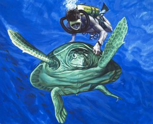 Turtle with Diver