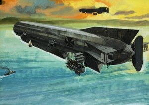 Unidentified Zeppelin-style balloon by English School