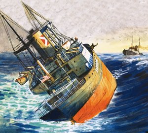 Unidentified Boat in Imminent Danger of Sinking by English School