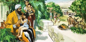 Unidentified Man (Middle East) with Mother and Children by English School