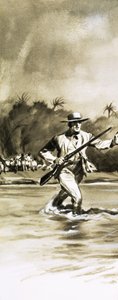 Unidentified Man Escaping Across River