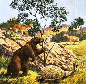 Unidentified Prehistoric Creatures by English School