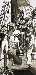 Unidentified Sailing Ship Scene of Cargo Being Loaded