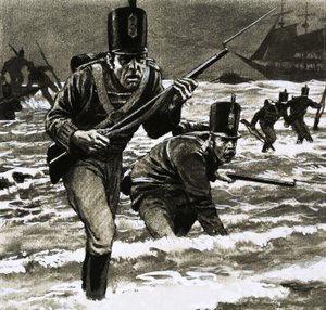 Unidentified Soldiers Landing at Beach