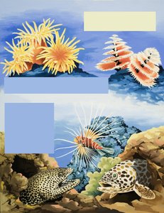 Unidentified underwater flora and fauna by English School