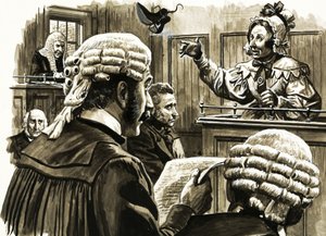 Unidentified woman throwing boot in court by English School