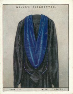 University Hoods and Gowns: Dublin University, Master of Arts, MA, Dublin