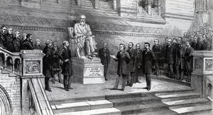 Unveiling the statue of the late Charles Darwin in the Natural History Museum, South Kensington, 9th June 1885 by English School