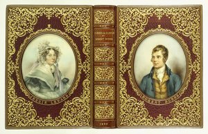 Upper and lower covers, and spine, with oval portraits of Robert Burns and Jessie Lewars by English School