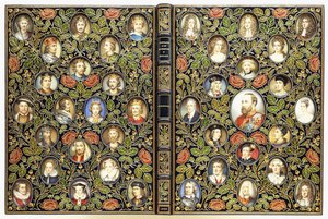 Upper and lower covers with 39 miniature portraits by English School