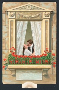Valentines Day card with kissing couple