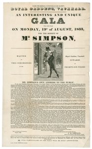 Vauxhall Gardens, Benefit for Mr. Simpson, 19 August 1833