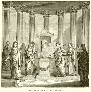 Vestal Service in the Temple by English School