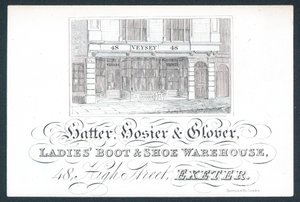 Veysey, Hatter, Hosier & Glover, Trade Card by English School